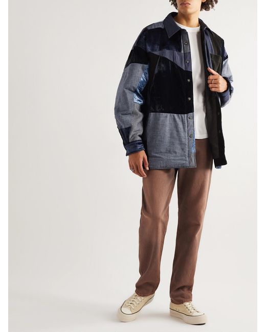 Acne Blue Patchwork Cotton-Blend Jacket for men