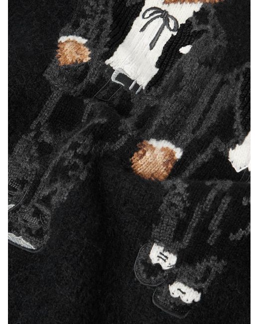 Polo Ralph Lauren Black Embroidered Rib-Detailed Brushed Jacquard-Knit Rollneck Sweater for men
