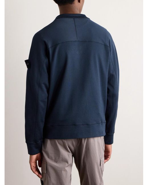 Stone Island Sweatshirt aus Baumwoll-Jersey mit Logoapplikation und kurzer Knopfleiste in Blue für Herren
