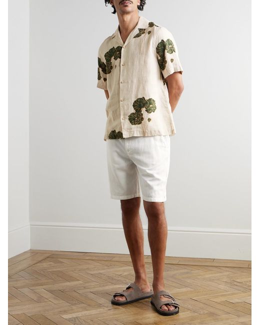Frescobol Carioca White Sergio Straight-Leg Cotton-Blend Drawstring Shorts for men