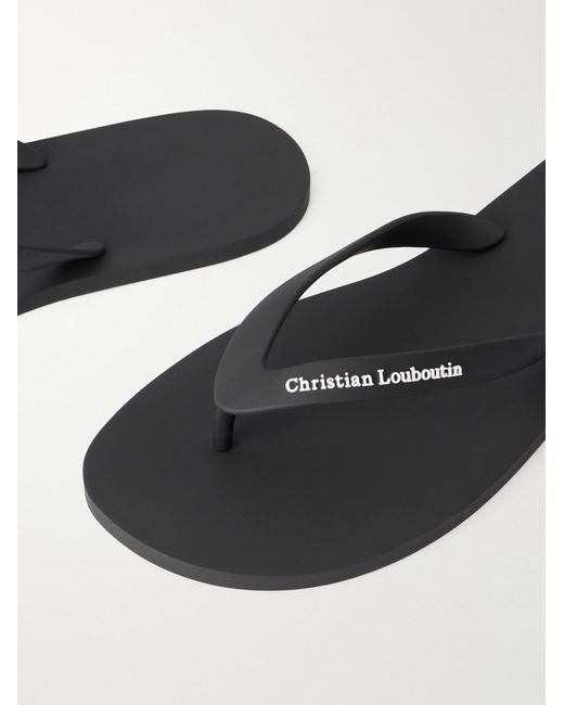 Christian Louboutin Black Logo-Embossed Rubber Flip Flops for men