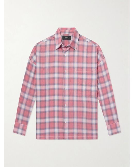 NAHMIAS Pink Checked Cotton-Blend Shirt for men