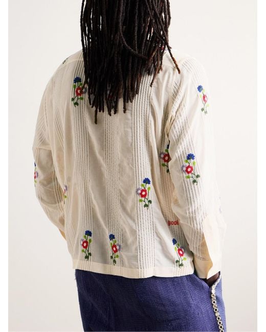 Bode Natural Bead-embellished Cotton-voile Shirt for men