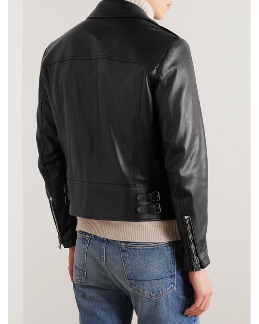Tom Ford Black Full-Grain Leather Biker Jacket for men