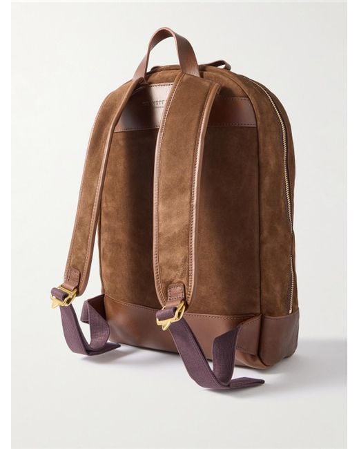 Bennett Winch Brown Leather-Trimmed Suede Backpack for men