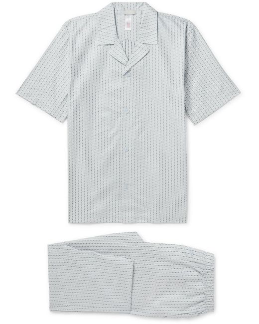 Hanro White Carl Logo-jacquard Striped Mercerised Cotton-poplin Pyjama Set for men