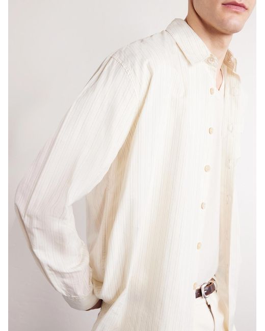 Our Legacy Natural Above Striped Lyocell Shirt for men