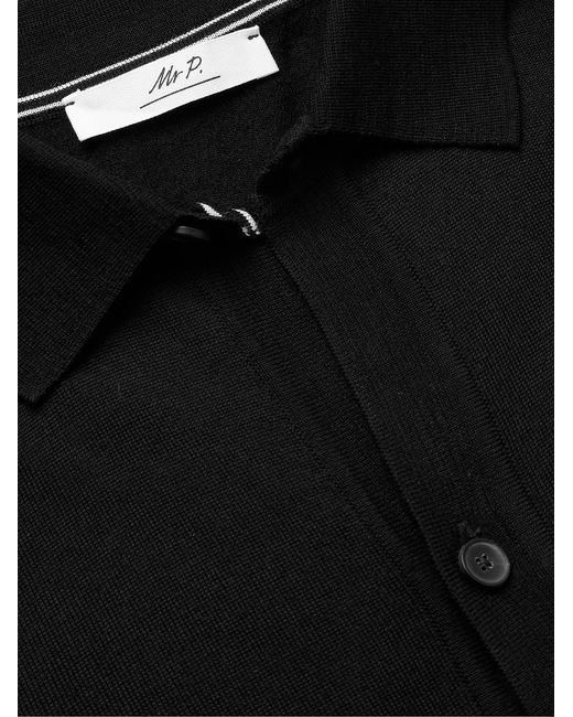 Mr P. Black Frank Merino Wool Cardigan for men