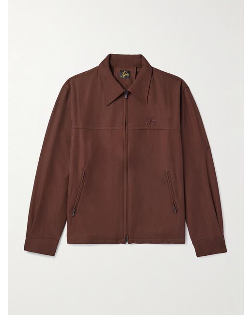 Needles Brown Logo-Embroidered Twill Bomber Jacket for men