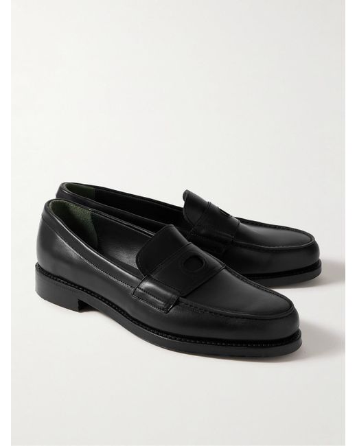 Drake's Black Charles Leather Penny Loafers for men