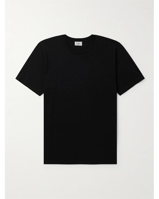 Saint Laurent Black Logo-Embroidered Cotton-Jersey T-Shirt for men