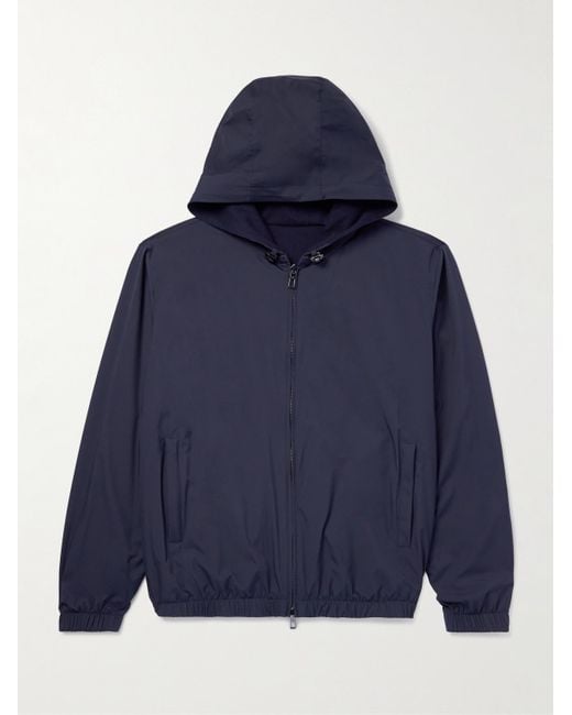Loro Piana Blue Storm System Shell Hooded Bomber Jacket for men
