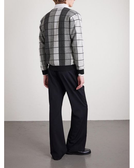 Beams Plus Black Checked Wool Cardigan for men