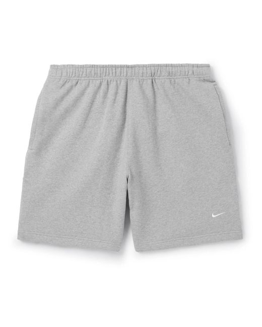 Nike Gray Solo Swoosh Straight-leg Logo-embroidered Cotton-blend Jersey Shorts for men