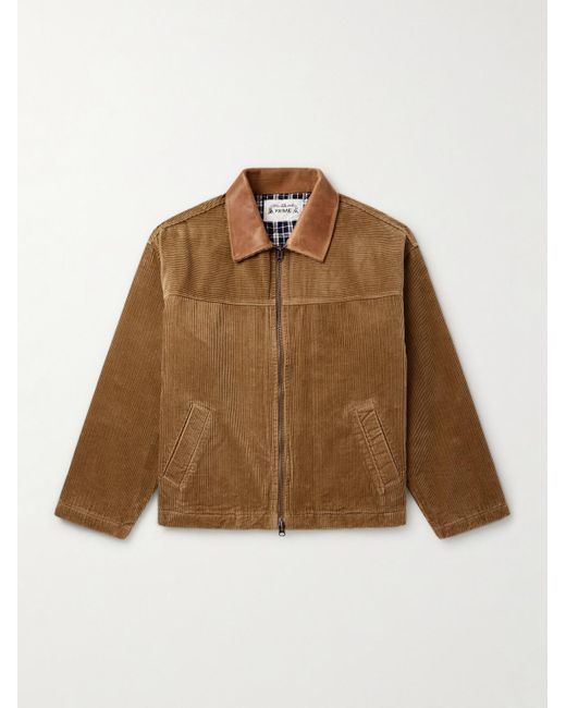 MANAAKI Brown Wiri Leather-trimmed Cotton-corduroy Jacket for men