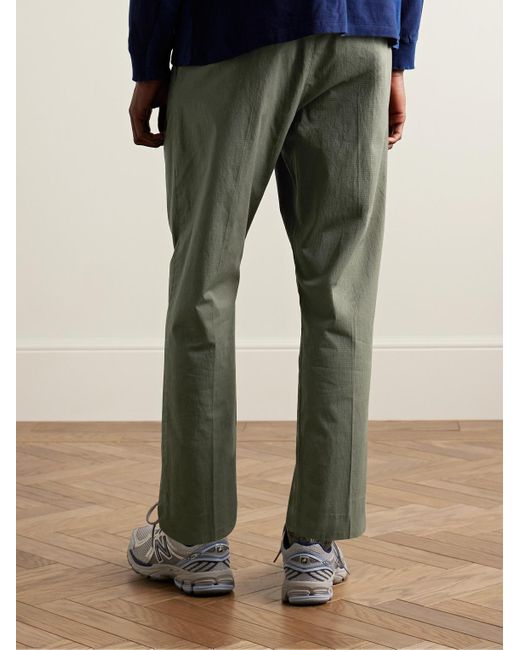 Pantaloni slim-fit in misto cotone biologico ripstop con pinces Bill 1449 di NN07 in Green da Uomo