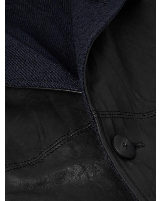 Visvim Black Crinkled-leather Jacket for men