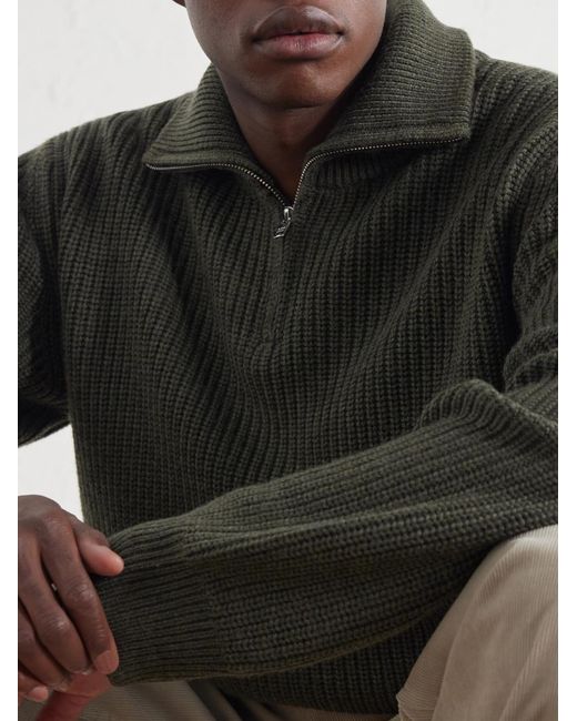 A.P.C. Green Virgin Wool Half-Zip Sweater for men