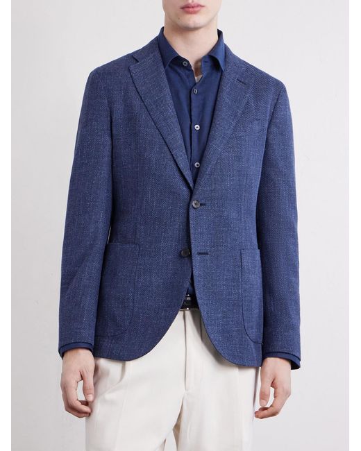 Slowear Blue Slim-Fit Cotton Blazer for men