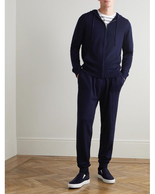 Mr P. Blue Tapered Wool And Cashmere-Blend Sweatpants for men