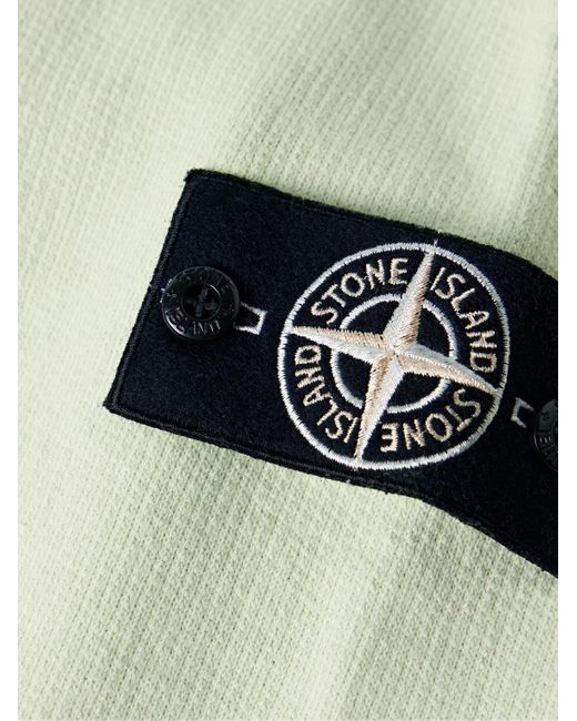 Stone Island Green Logo-appliquéd Cotton-jersey Sweatshirt for men