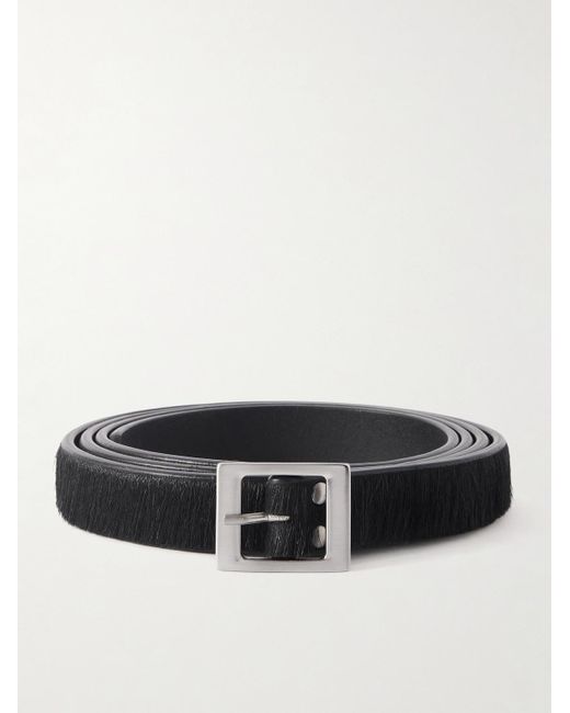 Rick Owens Black 2cm Calf Hair Belt for men