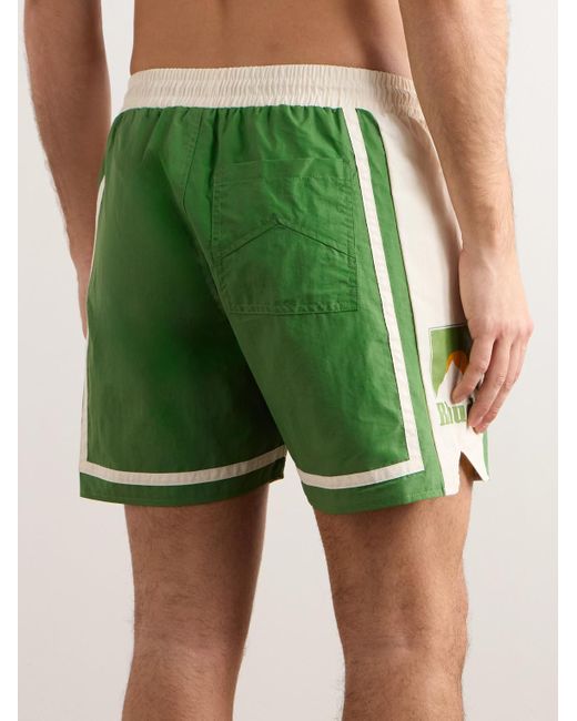 Shorts da mare medi a gamba dritta con stampa Moonlight di Rhude in Green da Uomo