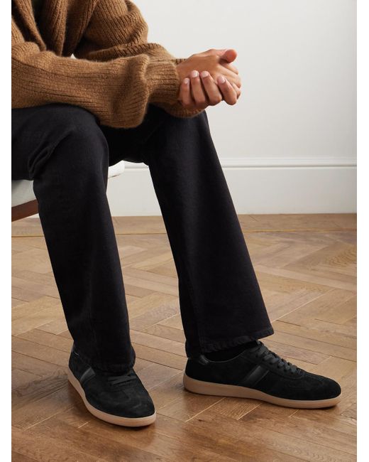 Tom Ford Black Leather-Trimmed Suede Sneakers for men