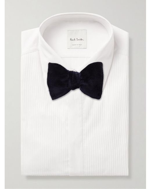Paul Smith White Pleated Bib-front Cotton-poplin Tuxedo Shirt for men