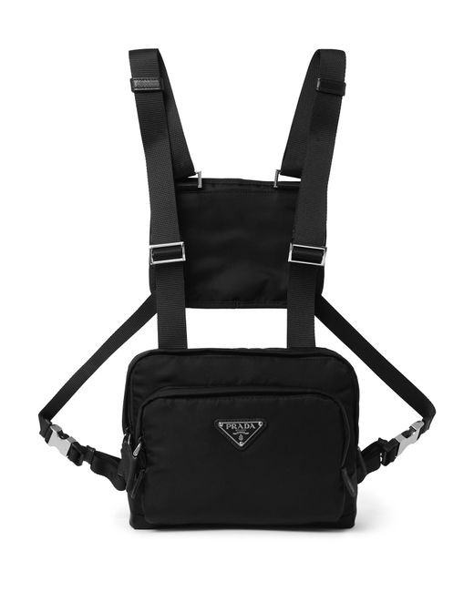 Prada Black Leather-trimmed Nylon Harness Bag for men