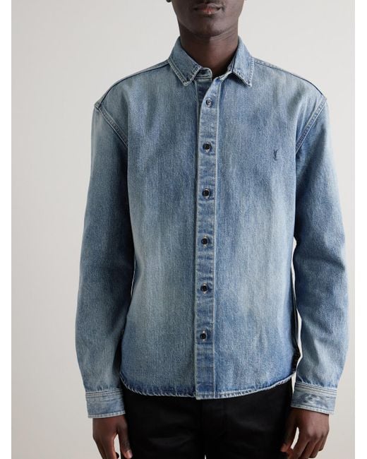 Saint Laurent Denim Shirts in Blue for Men | Lyst Canada