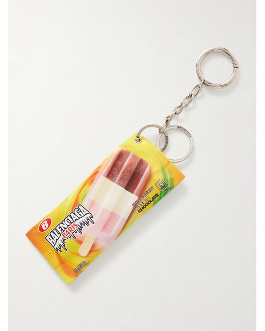 Balenciaga Metallic Keyring Snack Printed Leather Pouch for men