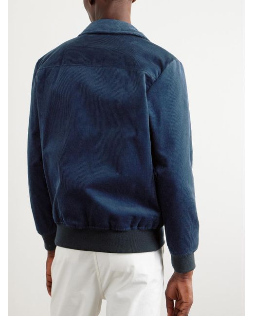 A.P.C. Blue Gilles Logo-embroidered Cotton-corduroy Jacket for men