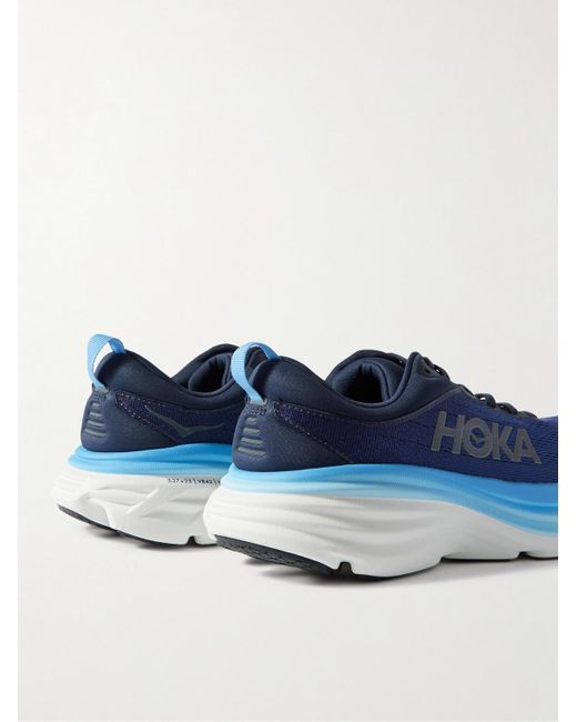 Hoka One One Blue Bondi 8 Rubber-trimmed Mesh Running Sneakers for men