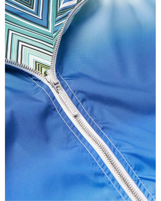 Missoni Blue Reversible Printed Striped Shell Hooded Jacket for men