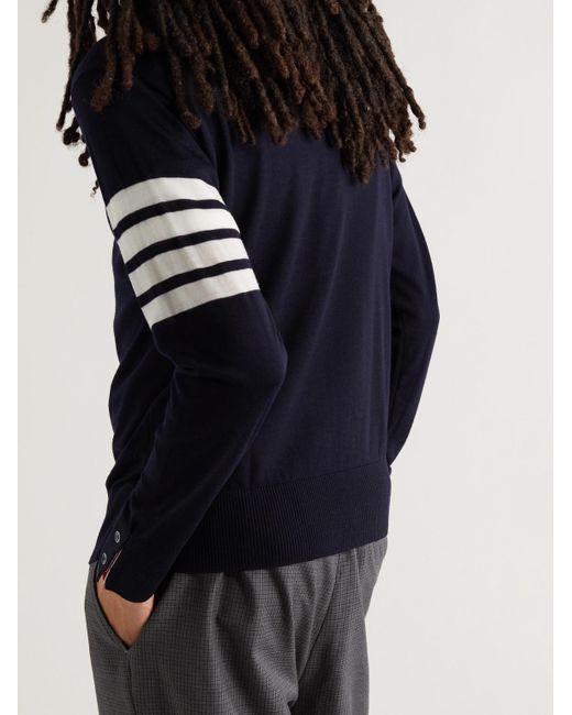 Thom Browne Blue Striped Merino Wool Sweater for men