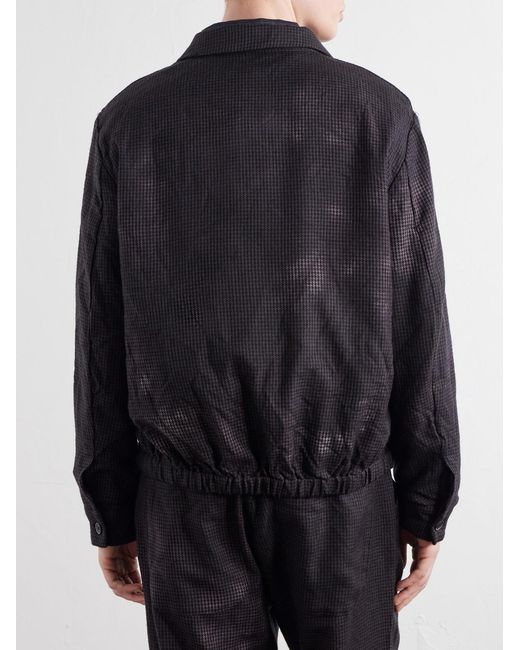 Barena Black Garment-Dyed Houndstooth Wool Blouson Jacket for men