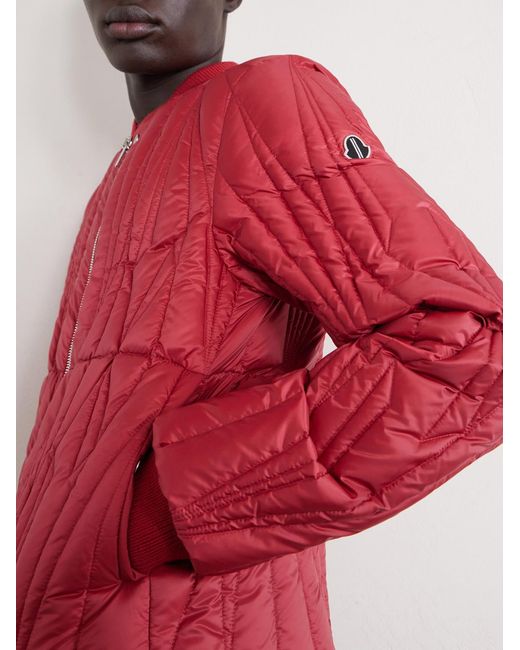 Rick Owens Red Moncler Logo-appliquéd Quilted Shell Down Jacket for men