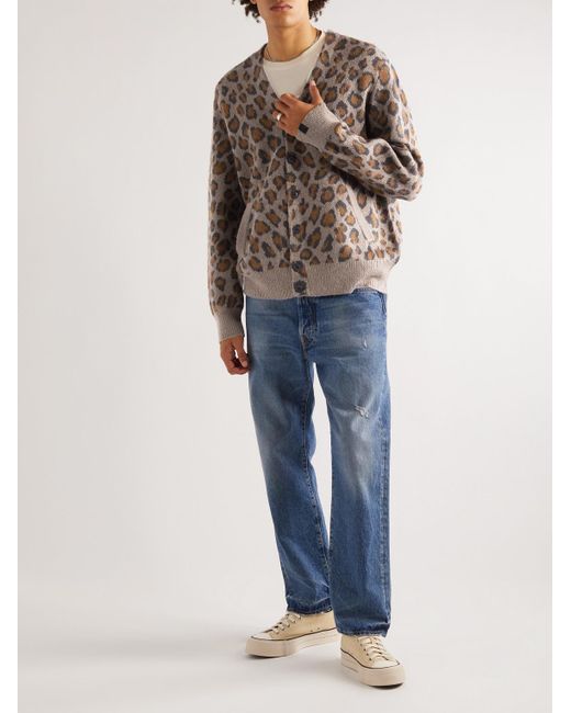 Cardigan in maglia jacquard leopardata da Uomo di Rag & Bone in Marrone |  Lyst