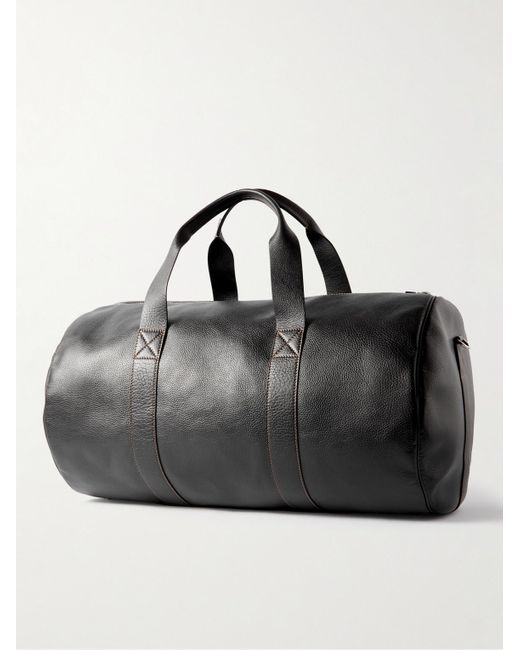Brunello Cucinelli Black Borsa Leather Duffle Bag for men
