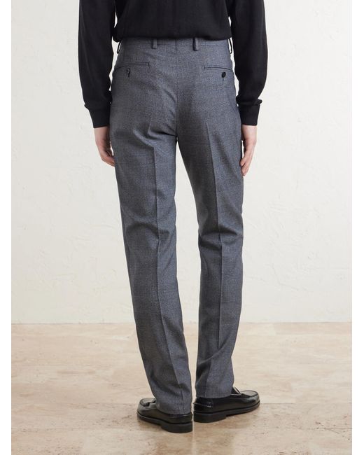 Caruso Blue Straight-leg Prince Of Whales Wool Suit Trousers for men