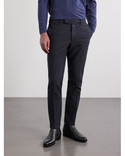 Thom Sweeney Blue Straight-Leg Cotton-Blend Chinos for men