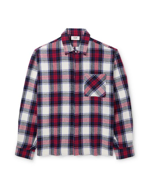 Céline Purple Checked Cashmere Overshirt for men