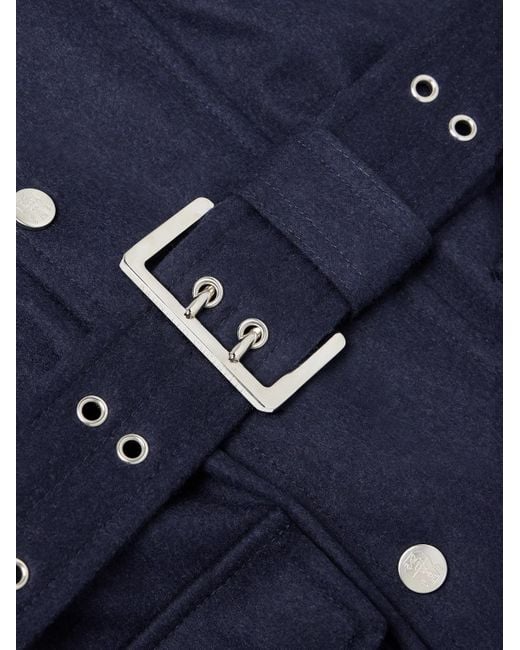 Brunello Cucinelli Blue Belted Stretch-Jersey Trimmed Padded Wool-Felt Ski Jacket for men