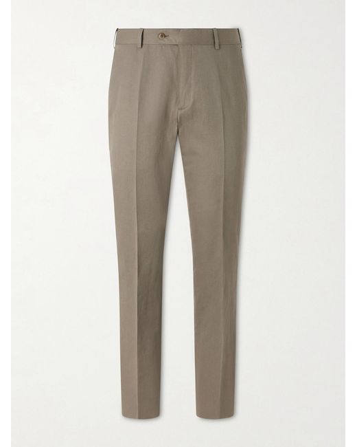 Brioni Natural Straight-Leg Linen And Cotton-Blend Trousers for men
