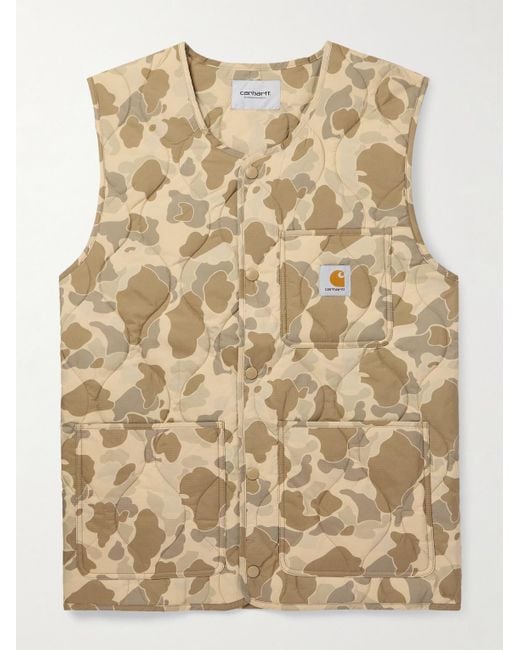 Carhartt Natural Skyton Logo-Appliquéd Camouflage-Print Quilted Recycled-Ripstop Gilet for men