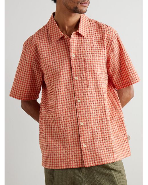 Folk Pink Gabe Cotton-blend Seersucker Shirt for men