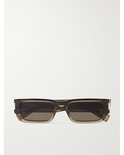 Saint Laurent White New Wave Rectangular-Frame Acetate Sunglasses for men
