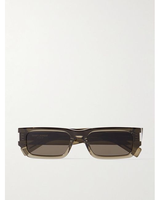 Saint Laurent White New Wave Rectangular-frame Acetate Sunglasses for men