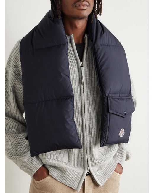 Moncler Daunenschal aus gestepptem Shell mit Logoapplikation in Blue für Herren